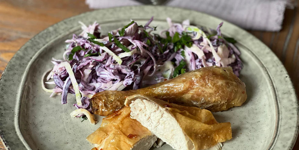 Roast Chicken, Purple Slaw & Salad